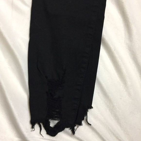 NWT American Bazi Skinny High Rise Jeans Black Sz 7 Distressed Destroyed - Picture 9 of 13